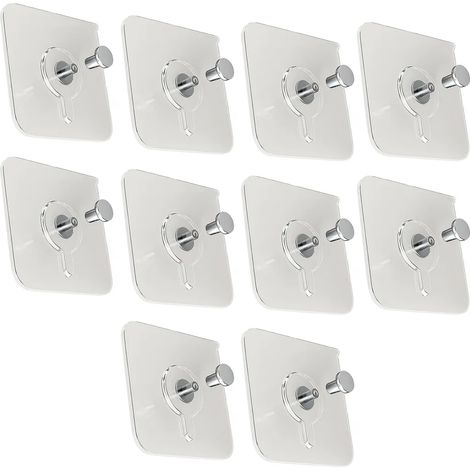 10 crochets adhésifs sans perçage, grande capacité de charge, étanches, faciles à installer, crochets pour cadres photo muraux. (1/4)