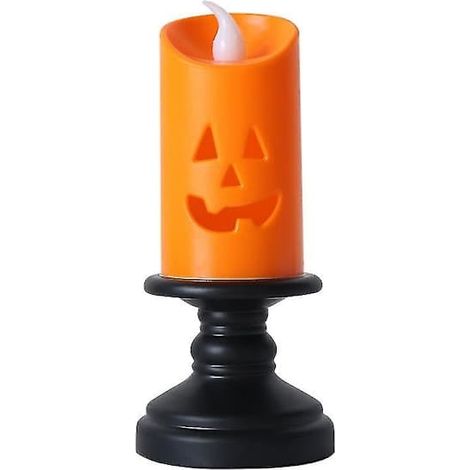 Décoration de table de Noël - Bougeoir citrouille orange avec lumière LED - Lumière d'Halloween - Lampe citrouille - Décoration de fête - Lot de 4 - orange (1/4)
