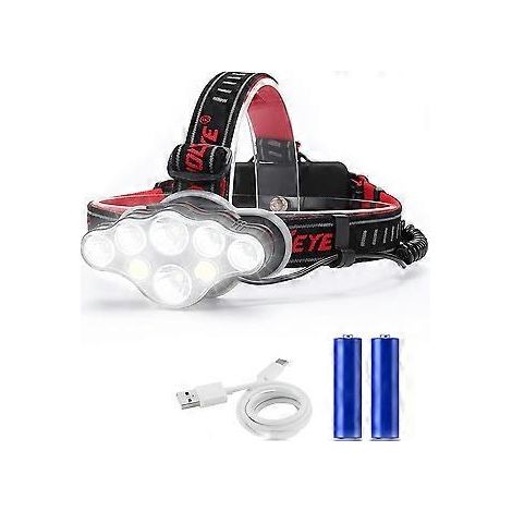 Wiederaufladbare Nirvana-Stirnlampe, Super Lumen 18000, 8 LED-Lichtmodi, leistungsstarke, freihändige Stirnlampe für Camping, Angeln, Radfahren und Wandern, IPX4 (1/5)