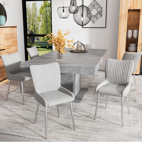 Sedia da pranzo in velluto grigio, set da 6, con gambe in metallo, confortevole e stabile,47×46×85cm (1/5)