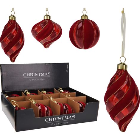 Pendente natalizio in vetro 8-12 cm rosso modello assortito PERAGA CHRISTMAS
