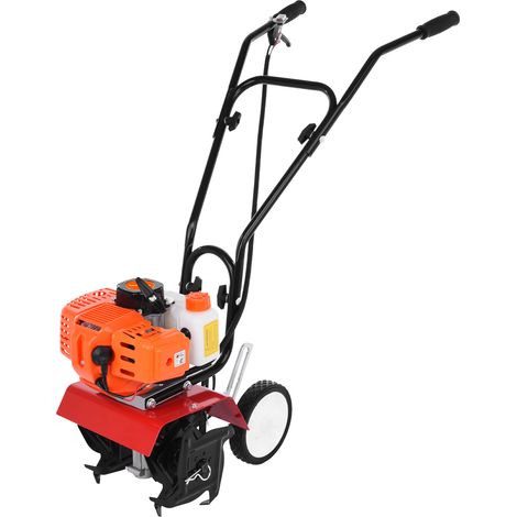 Cultivateur à essence - scarificateur 4 lames, 52cc, moteur deux temps refroidi par air, puissance moteur 3HP/1,65KW, vitesse 9000r/min, orange