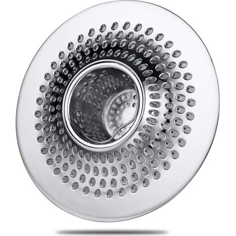 Filtro/raccoglitore di capelli/scarico per lavello in metallo argentato, dimensioni 115x115x33,4 mm (1/5)