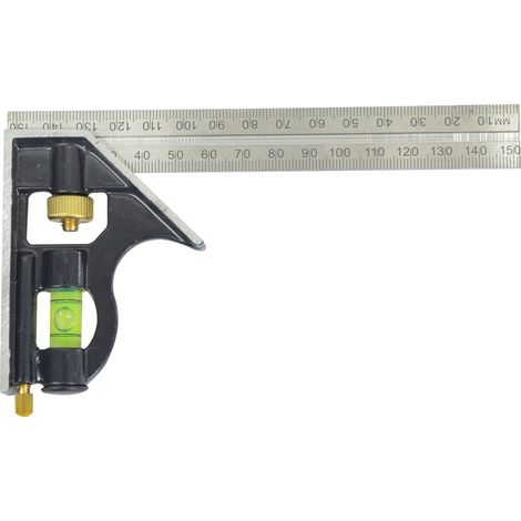 Dapetz ® Carpentry Squares 6inch/150mm,square Right Angle Ruler Protractor Engineers Adjustable Carpentry Square 45/90° With Bubble Level Stainless Steel Measuring Tools Multi Combination Set (1/5)