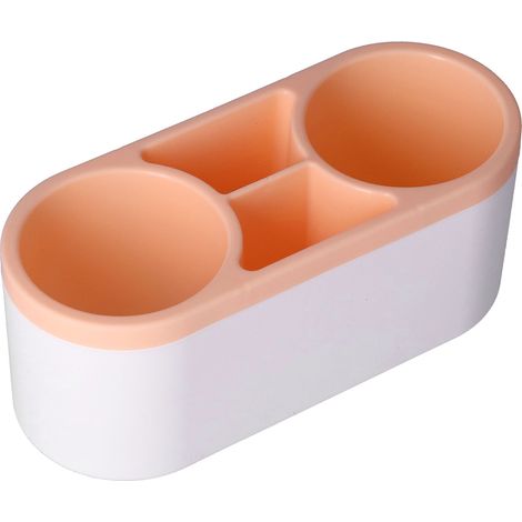 Selbstklebendes, wandmontiertes Aufbewahrungsset mit Saugnäpfen für Haartrockner und Kämme, orange, fürs Badezimmer (1/5)