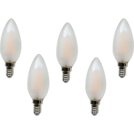 Pack 5 Bombilla Vela Filamento Led Cristal Mate 4w 2800k