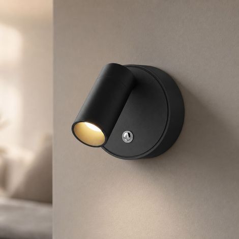 Applique Murale Rechargeable LED 3W, Aimantée Sans Fil, Aluminium Noir, CRI≥95, Variateur Tactile, 3 Températures de Couleur, 2000mAh (1/4)