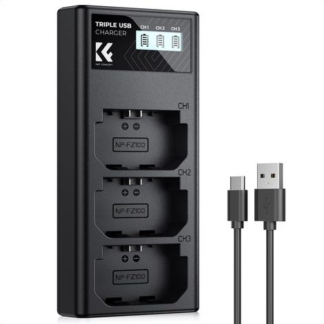 Chargeur, 3 Slot Batterie Chargeur avec Écran LCD Compatibles avec A7iii A7iv A7Rv A6700 A6600 A9 A1 FX3 FX30 ZV-E1 Caméras (1/5)