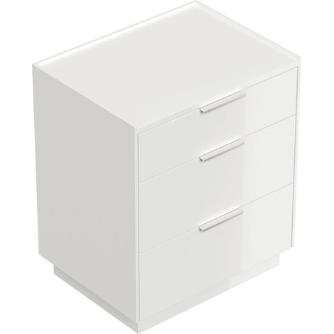 Nachttisch Tamilis 60cm, 3 Softeinzüge lackiert Weiß Hgl für Boxspringbett (1/5)
