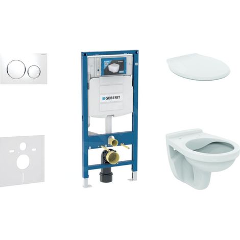 Geberit Duofix - Set d'installation pré-murale, cuvette Alpha avec abattant, plaque de déclenchement Sigma20, blanc/chrome 111.300.00.5 NR4