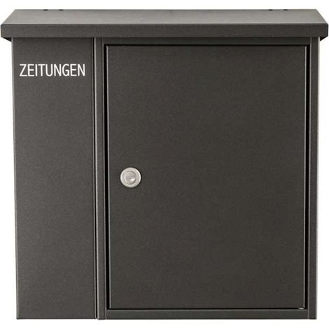 Heibi Briefkasten ZEITUNGEN mit Zeitungsfach Stahlblech graphitgrau 40x14x40 cm DIN C4 hoch