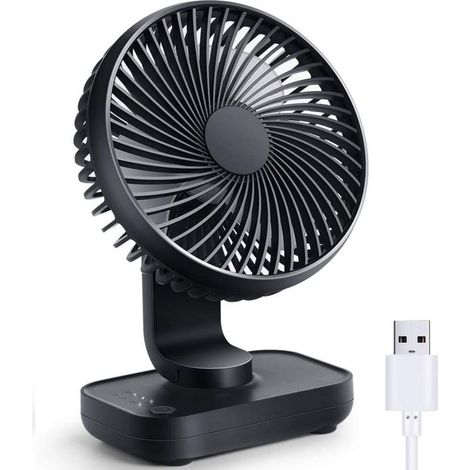 Fan Rechargeable USB, 4000mAh Battery Small of Desk Powerful, 4 Speeds, Mini Portable Detachable - For Home, Room, Desk, Outdoor (1/5)