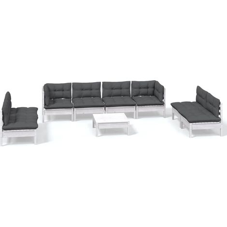 Maison Exclusive - Set Salotto Giardino con Cuscini 9 pz in Legno Massello di Pino (1/5)