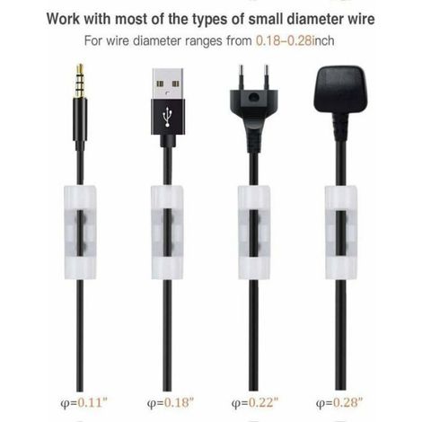 Clips Cables - Fixation Adhésive et Visée - Pour Gestion de Câbles Électriques - Bureau Maison Atelier - 20 Pièces (1/4)