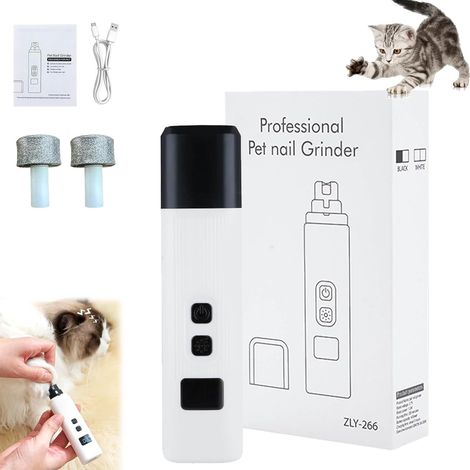 Lime à Ongles Chien, Coupe-Ongles électrique Rechargeable Professionnel à 2 Vitesses pour Animaux de Compagnie avec LED, Silencieux (40DB) avec Capuchon Anti-poussière (1/5)