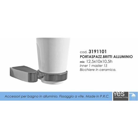 Portaspazzolini britti alluminio bagno spazzolino 12.5x10x10.5 cm - bizzotto (1/2)