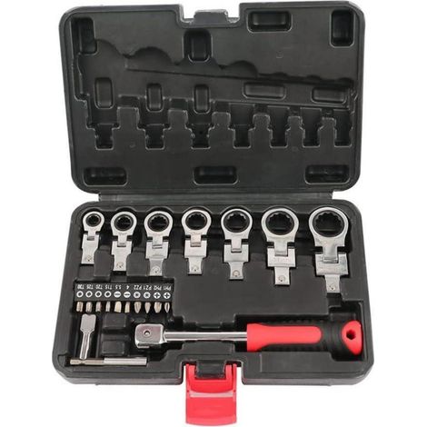 20-teiliges Ratschenschlüssel-Set mit Flexkopf, 8-19mm, inkl. Bits und Koffer (1/5)