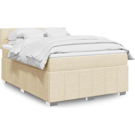Boxspringbett mit Matratze Creme 140x190 cm Stoff