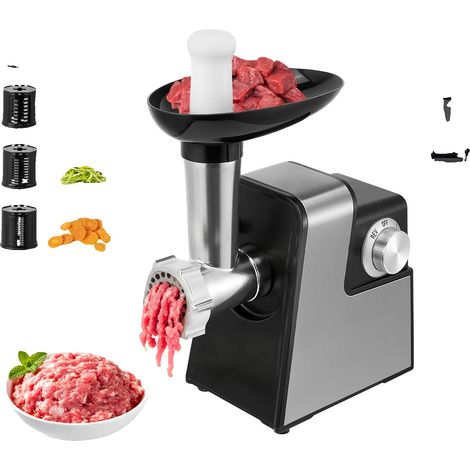 Tritacarne elettrico, macchina per salsicce, affettatrice per verdure, grigio scuro (1/2)
