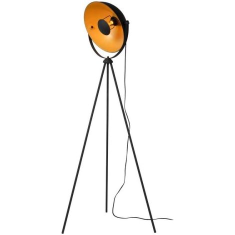Lampada da terra Lucide Alvaro treppiede E27 40W nero oro