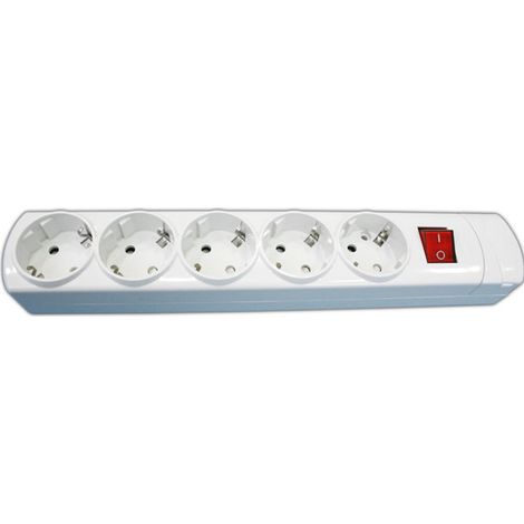 Base Multiple 5 Enchufes Schuko Interruptor BLANCO (1/2)