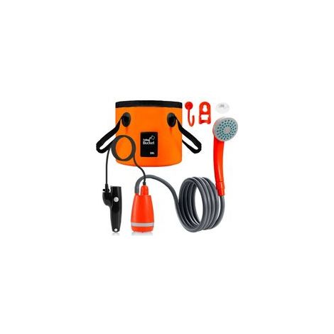 Douche de Camp Portable,Pompe de Douche avec USB Amovibles,Pomme de Douche Portable d'extérieur avec Seau Pliable pour Camping randonnée (1/5)