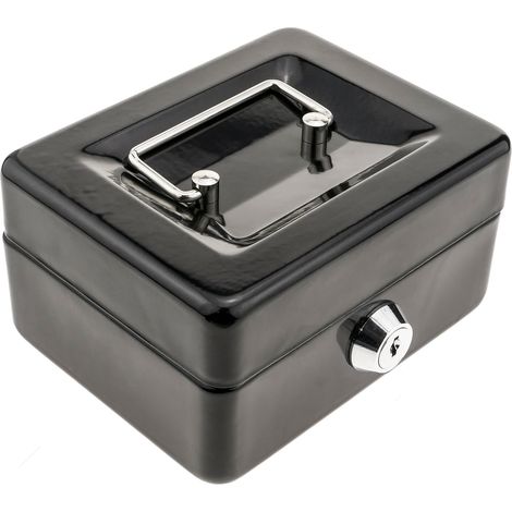 PrimeMatik - Caisse a monnaie et billets Boîte métallique portable en acier 125 x 95 x 55 mm (1/6)