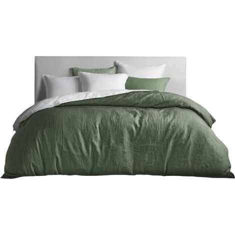 Set Biancheria Letto Cotone Traspirante Morbido Verde 200x200 cm (1/5)
