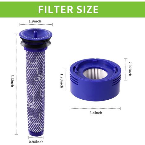 4 filtri accessori per Dyson V8 V7, 2 post-filtri e 2 pre-filtri applicabili a Dyson V7 V8, 1 spazzola per la pulizia, i pezzi di ricambio per filtri Dyson V8 possono pulire efficacemente l'aria (1/4)