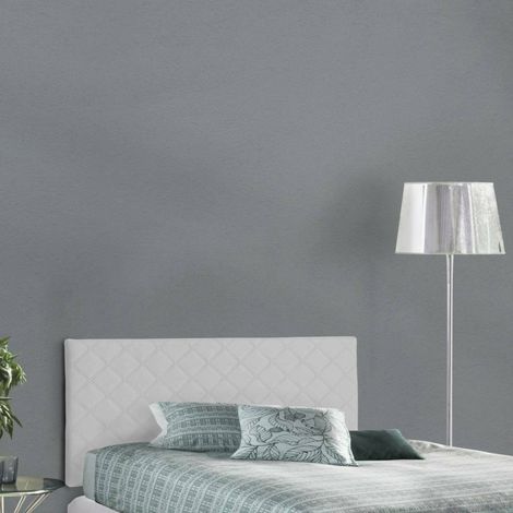 Dmora - Cabecero de cama Dbernab, Cabecero en polipiel en la pared, 100% Made in Italy, adecuado para una cama de matrimonio, 130x60cm, Blanco, (1/4)