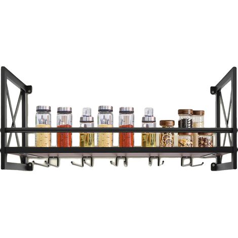 Botellero de pared, soporte de metal rústico, diseño que ahorra espacio, negro. (1/5)