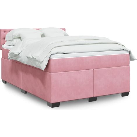 Boxspringbett mit Matratze Rosa 140x200 cm Samt