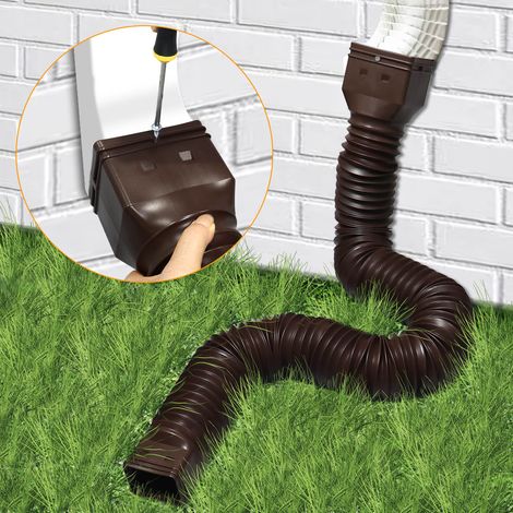 Extensión de canalón impermeable y extensible fabricada en PE/ABS marrón – Telescópica de 20/59 pulgadas para drenaje resistente a la erosión con kit de montaje rápido (1/5)
