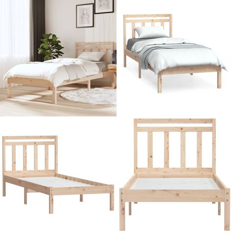 Cadre de lit sans matelas bois massif - Cadre De Lit - Lit Simple - Lit En Bois - Bois Massif - Tête De Lit - Home & Living (1/5)