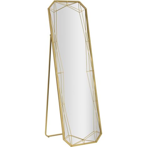 Miroir sur pied doré Cm 46X2-57X153 (Dimensions du miroir Cm 43X150) (1/5)