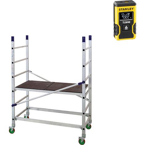 Echafaudage roulant alu - Hauteur de travail maximale de 3.00m + Télémètre laser STANLEY - AL205-LASER
