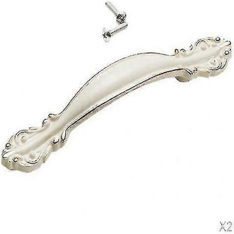 Ensemble de 2 poignées de tiroir pour meubles de cuisine, alliage de zinc, ivoire, 110 mm, style européen, vis de fixation incluses (1/5)