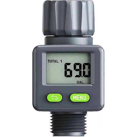 Débitmètre d'eau mesurant la consommation en gallons/litres et le débit pour l'arrosage d'un tuyau d'arrosage, d'un réservoir d'eau de camping-car ou d'un arroseur. (1/5)