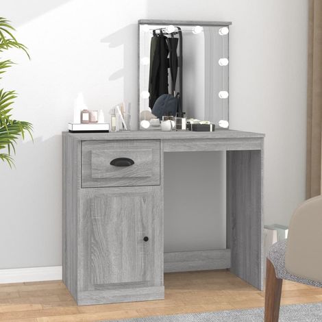 Coiffeuse avec LED, Table de maquillage, Meuble coiffeuse sonoma gris 90x50x132,5 cm bois d'ingénierie RDS6304 (1/5)