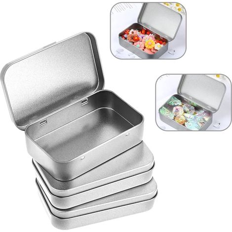 Set mit 3 Mini-Aufbewahrungsboxen aus Metall mit Deckel, ideal für Zuhause und Outdoor-Aktivitäten (silber) - Cyslmuk (1/5)