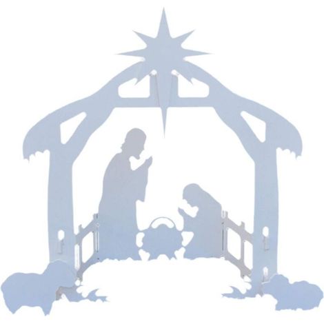 Crèche de Noël Outdoor - Kit de personnages PP blanc 44cm - Ensemble de la Sainte Famille décoratif pour jardin (1/5)