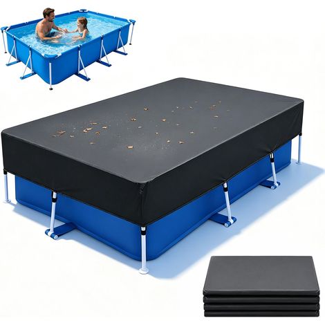 Bâche de piscine rectangulaire, bâche solaire pour piscine à cadre rectangulaire, bâche solaire d'été et hiver, coupe-vent, imperméable à la poussière, résistante à la déchirure et durable (225 x 150 (1/5)