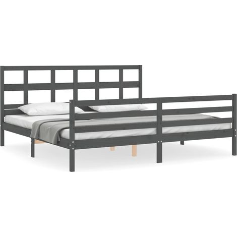 Maison Exclusive - Cadre de lit sans matelas gris 200x200 cm bois massif (1/5)