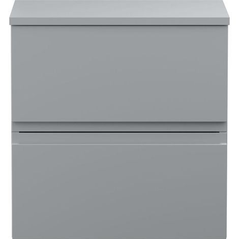 Mavesyn Contemporary Wall Hung Vanity Unit with Worktop, Satin Grey, 505mm