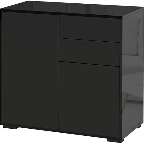 Meuble Multiuso 2 Cassetti 2 Armadietti Ouverture à Pressione 79x36x74cm