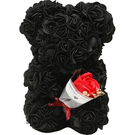 Bouquet de nounours en rose, cadeau élégant pour les célébrations, décoration intérieure, noir (1/2)