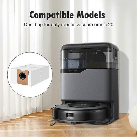 Confezione da 16 sacchetti per la polvere per aspirapolvere Eufy C20 Omni e C10 con svuotamento automatico: accessori resistenti e durevoli per una pulizia efficiente. (1/5)