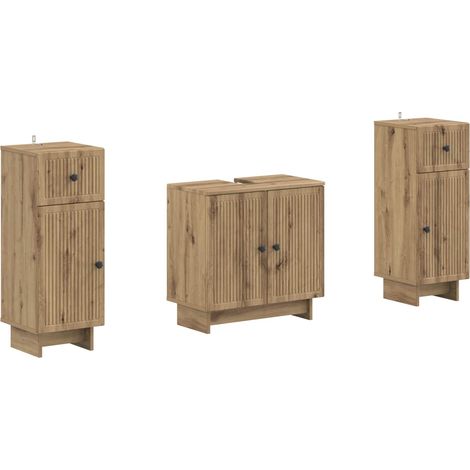 Maison Exclusive - Set di armadietti da bagno in 3 pezzi EDE Rovere Artigianale (1/5)