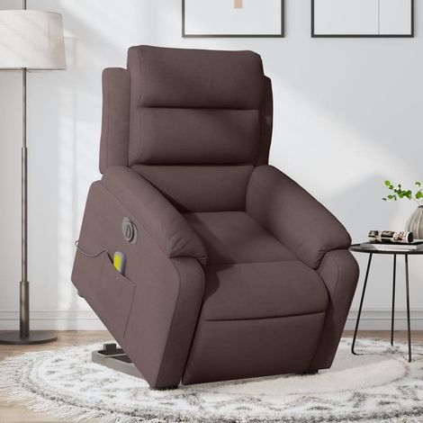 Elektrischer Massagesessel mit Aufstehhilfe Dunkelbraun Stoff (1/5)