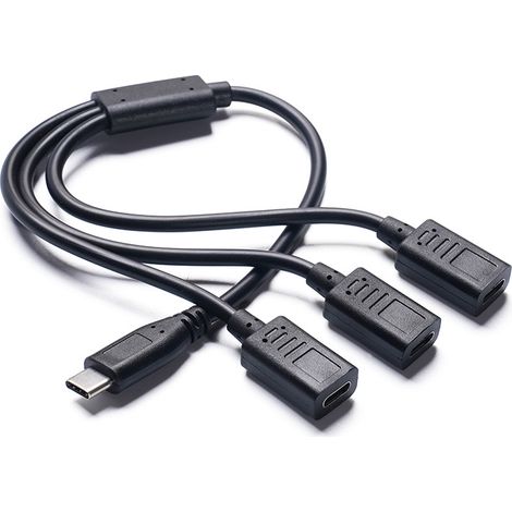 Gerader Stecker Typ C, ein bis drei weibliche HUB Typ C Datenkabel, 3 A Stromstärke, Datenkabel mit Zwischenkartenunterstützung. (1/4)